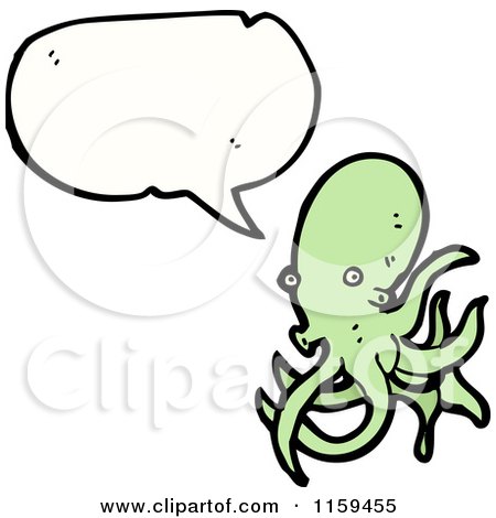 Cartoon of a Talking Green Octopus - Royalty Free Vector Illustration by lineartestpilot