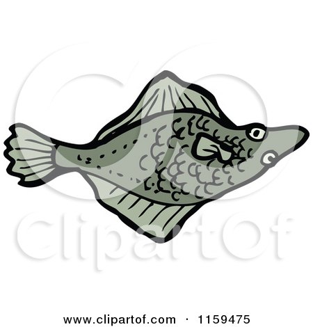 Cartoon of a Flounder Fish - Royalty Free Vector Illustration by lineartestpilot