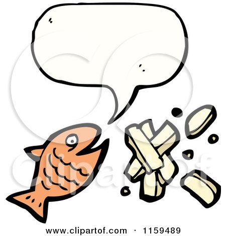 Cartoon of a Talking Fish and Chips - Royalty Free Vector Illustration by lineartestpilot