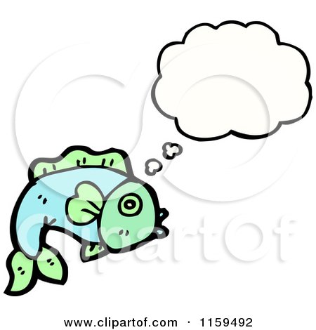 Cartoon of a Thinking Fish - Royalty Free Vector Illustration by lineartestpilot