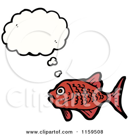 Cartoon of a Thinking Red Fish - Royalty Free Vector Illustration by lineartestpilot