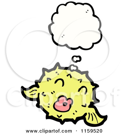 Cartoon of a Thinking Yellow Blowfish - Royalty Free Vector Illustration by lineartestpilot