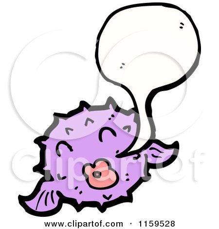 Cartoon of a Talking Purple Blowfish - Royalty Free Vector Illustration by lineartestpilot