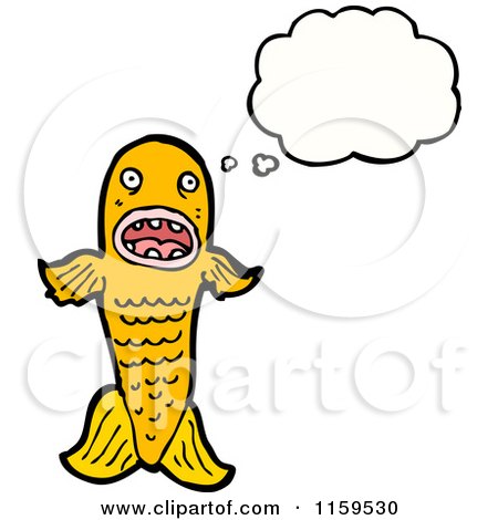 Cartoon of a Thinking Goldfish - Royalty Free Vector Illustration by lineartestpilot
