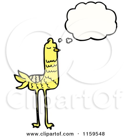 Cartoon of a Thinking Yellow Bird - Royalty Free Vector Illustration by lineartestpilot