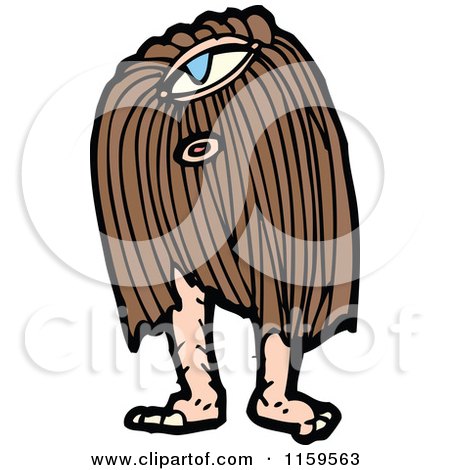 Cartoon of a Brown Hairy Cyclops Monster - Royalty Free Vector Illustration by lineartestpilot