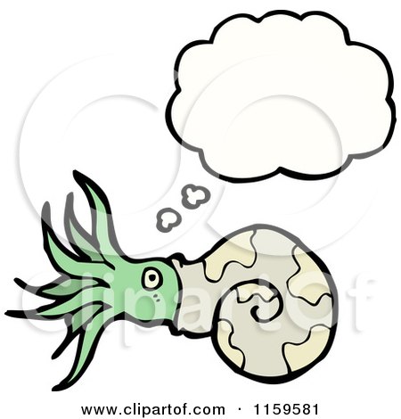 Cartoon of a Thinking Nautilus - Royalty Free Vector Illustration by lineartestpilot