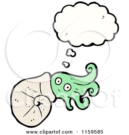 Cartoon of a Thinking Nautilus - Royalty Free Vector Illustration by lineartestpilot