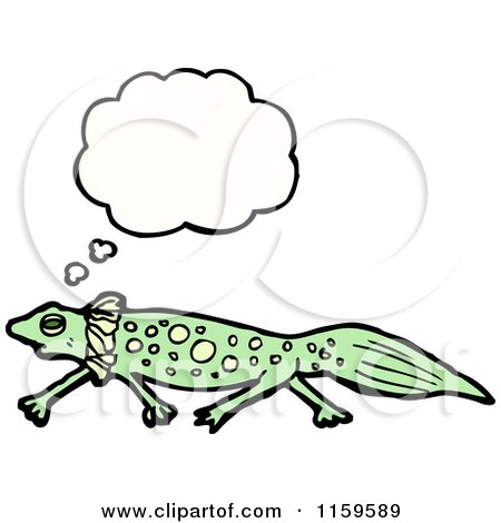 Cartoon of a Thinking Salamander - Royalty Free Vector Illustration by lineartestpilot