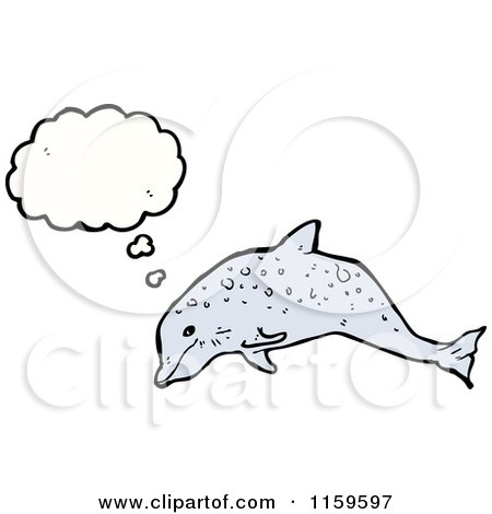 Cartoon of a Thinking Dolphin - Royalty Free Vector Illustration by lineartestpilot