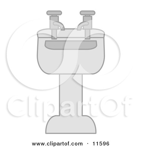 Porcelain Bathroom Sink With Two Faucets Clipart Illustration by AtStockIllustration
