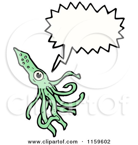 Cartoon of a Talking Green Squid - Royalty Free Vector Illustration by lineartestpilot