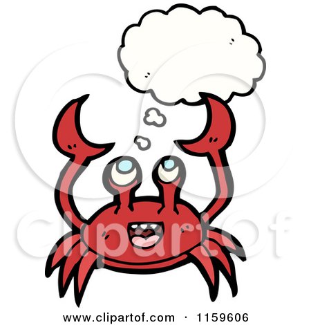 Cartoon of a Thinking Red Crab - Royalty Free Vector Illustration by lineartestpilot