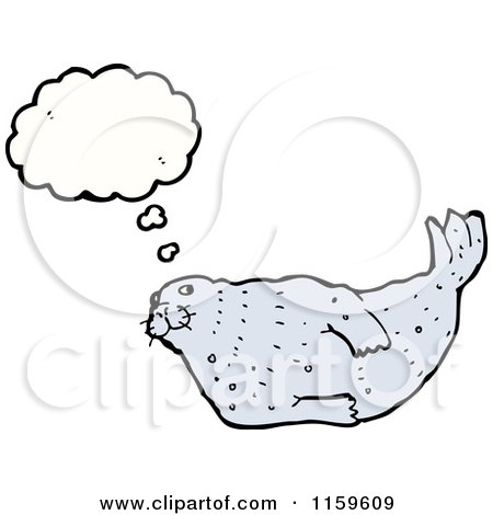 Cartoon of a Thinking Seal - Royalty Free Vector Illustration by lineartestpilot