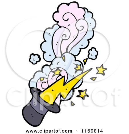 Cartoon of a Magic Hat with a Lightning Bolt - Royalty Free Vector Illustration by lineartestpilot