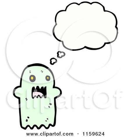Cartoon of a Thinking Ghost - Royalty Free Vector Illustration by lineartestpilot