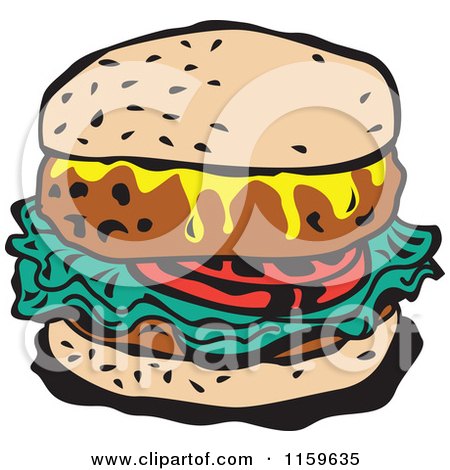 Cartoon of a Cheeseburger - Royalty Free Vector Clipart by Andy Nortnik