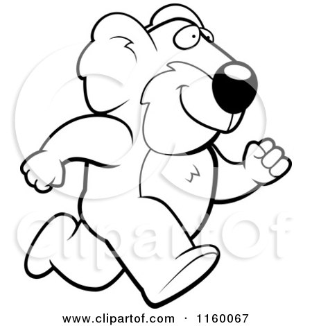 Cartoon Clipart Of A Black And White Koala Running Upright - Vector Outlined Coloring Page by Cory Thoman