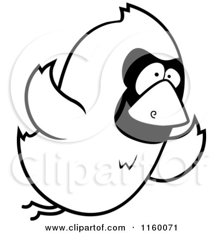 Cartoon Clipart Of A Black And White Bird Flying - Vector Outlined Coloring Page by Cory Thoman