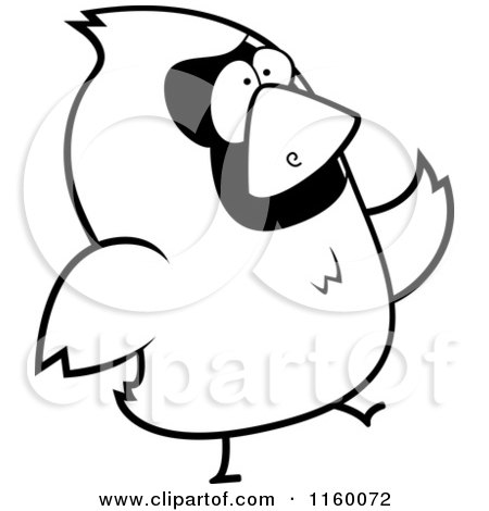 Cartoon Clipart Of A Black And White Bird Walking - Vector Outlined Coloring Page by Cory Thoman