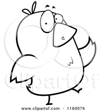 Cartoon Clipart Of A Black And White Bird Walking - Vector Outlined Coloring Page by Cory Thoman