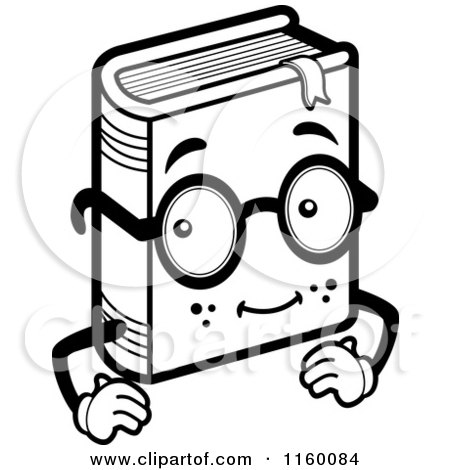 Cartoon Clipart Of A Black And White Book Character Wearing Glasses Vector Outlined Coloring Page By Cory Thoman