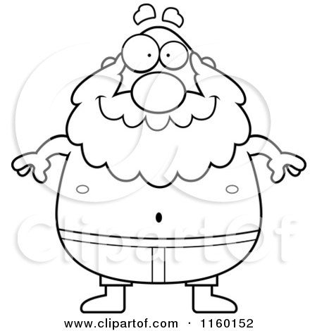 Cartoon Clipart Of A Black And White Pudgy Grandpa Swimmer - Vector Outlined Coloring Page by Cory Thoman