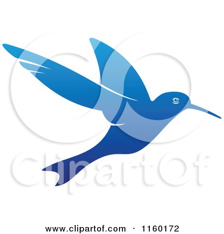 Clipart of a Gradient Blue Hummingbird - Royalty Free Vector Illustration by Vector Tradition SM