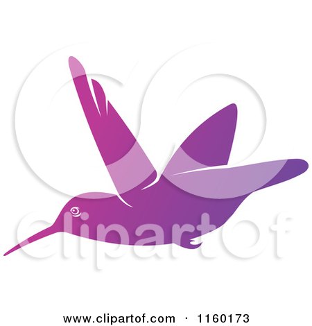 Clipart of a Gradient Purple Hummingbird - Royalty Free Vector Illustration by Vector Tradition SM
