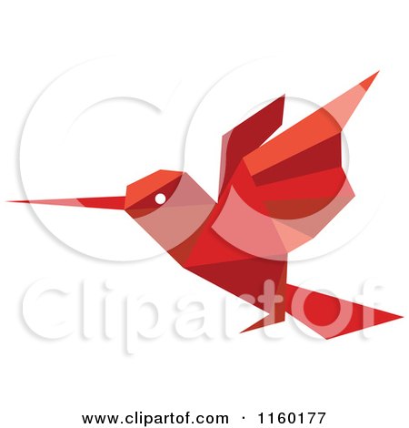 Clipart of a Red Origami Hummingbird - Royalty Free Vector Illustration by Vector Tradition SM