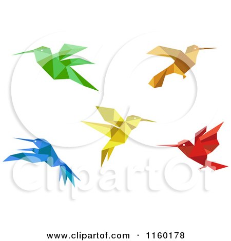 Clipart of Origami Hummingbirds - Royalty Free Vector Illustration by Vector Tradition SM