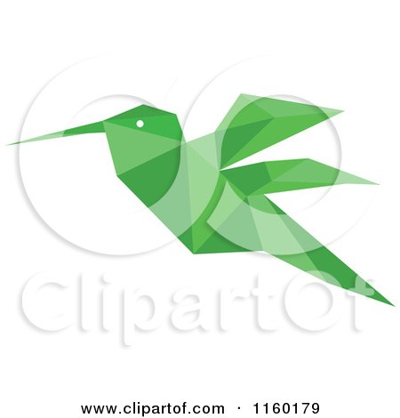 Clipart of a Green Origami Hummingbird - Royalty Free Vector Illustration by Vector Tradition SM