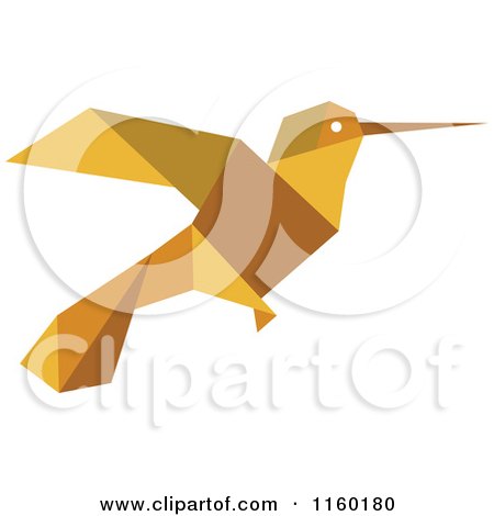 Clipart of a Brown Origami Hummingbird - Royalty Free Vector Illustration by Vector Tradition SM