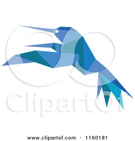 Clipart of a Blue Origami Hummingbird - Royalty Free Vector Illustration by Vector Tradition SM