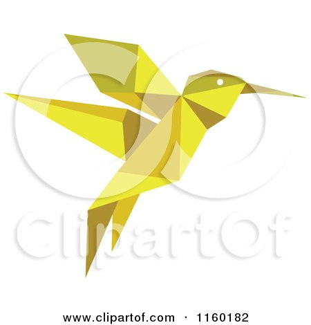 Clipart of a Yellow Origami Hummingbird - Royalty Free Vector Illustration by Vector Tradition SM