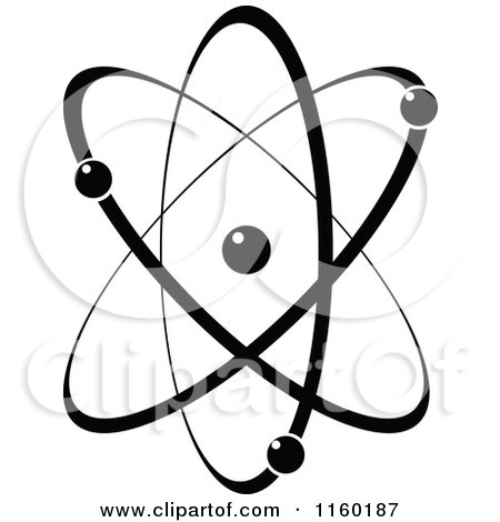 Clipart of a Black and White Atom 1 - Royalty Free Vector Illustration by Vector Tradition SM