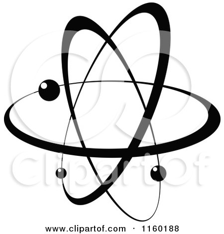 Clipart of a Black and White Atom 2 - Royalty Free Vector Illustration by Vector Tradition SM