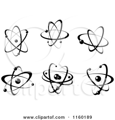Clipart of Black and White Atoms - Royalty Free Vector Illustration by Vector Tradition SM