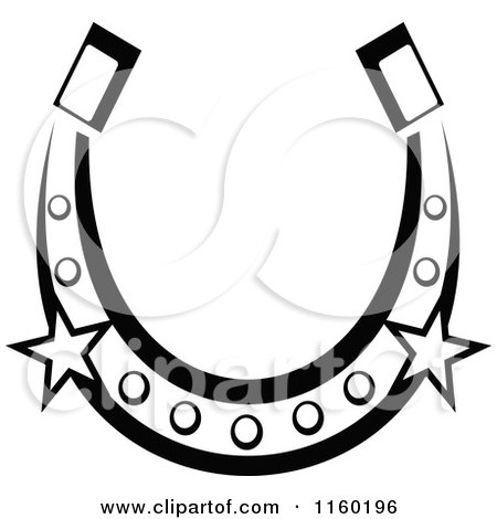 Clipart of a Black and White Horseshoe with Stars - Royalty Free Vector Illustration by Vector Tradition SM