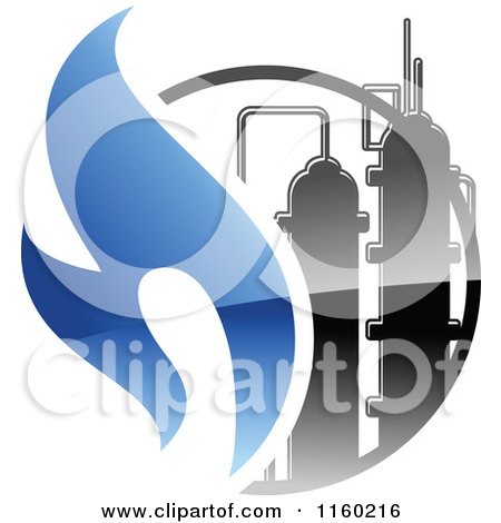 Clipart of a Gas Refinery with Blue Flames 8 - Royalty Free Vector Illustration by Vector Tradition SM