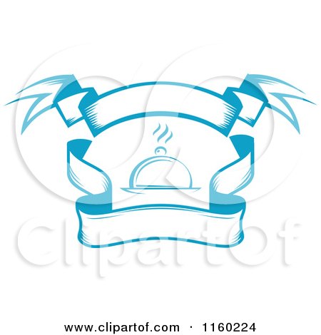 Clipart of a Blue Cloche and Banners Logo - Royalty Free Vector Illustration by Vector Tradition SM