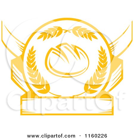 Clipart of a Golden Bread Wheat Laurel and Banner Logo - Royalty Free Vector Illustration by Vector Tradition SM