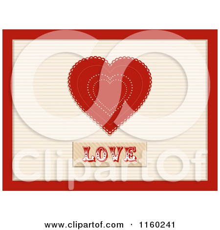 Clipart of a Red Valentine Heart and the Word Love with a Red Border - Royalty Free Illustration by elaineitalia