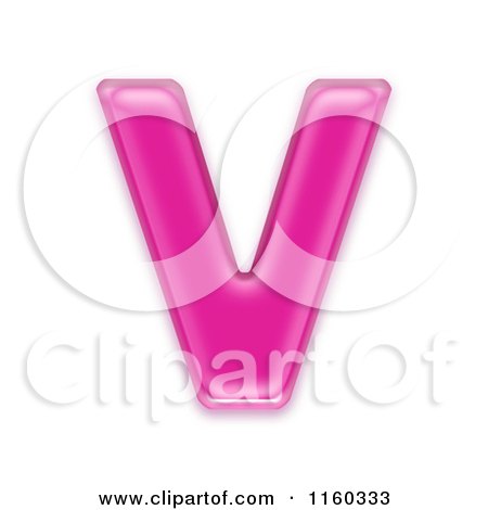 Clipart of a 3d Pink Jelly Capital Alphabet Letter V - Royalty Free CGI Illustration by chrisroll