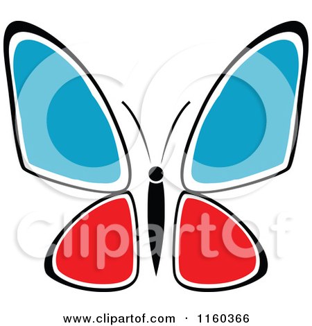 Clipart of a Red and Blue Butterfly - Royalty Free Vector Illustration by Vector Tradition SM