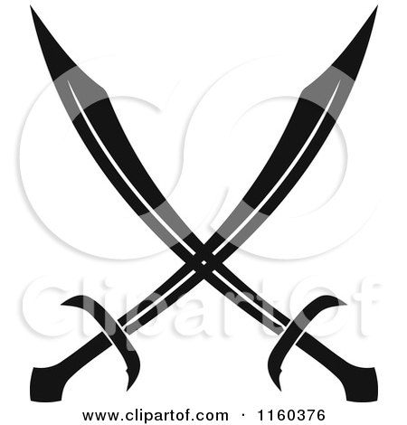 Clipart of Black and White Crossed Swords Version 3 - Royalty Free Vector Illustration by Vector Tradition SM