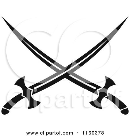 Clipart of Black and White Crossed Swords Version 5 - Royalty Free Vector Illustration by Vector Tradition SM