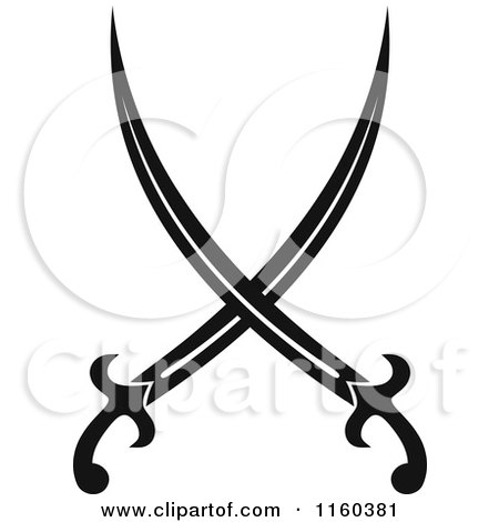 Clipart of Black and White Crossed Swords Version 8 - Royalty Free Vector Illustration by Vector Tradition SM