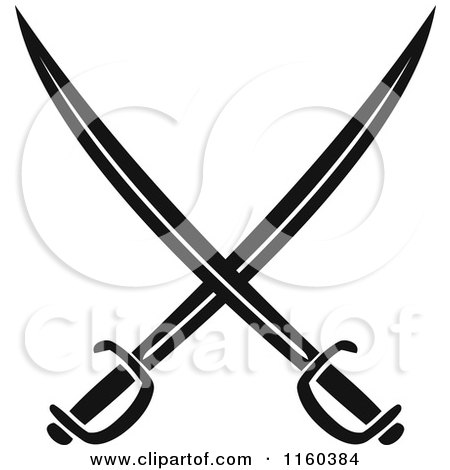 Clipart of Black and White Crossed Swords Version 11 - Royalty Free Vector Illustration by Vector Tradition SM
