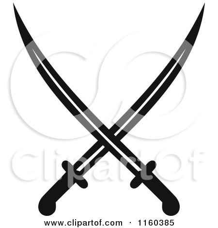 Clipart of Black and White Crossed Swords Version 12 - Royalty Free Vector Illustration by Vector Tradition SM